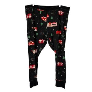 Old Navy Thermal Pajama Pants Black Holiday Camper Print Plus 3X